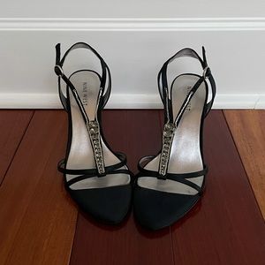 Nine West | Black Strappy Heels Stone Details